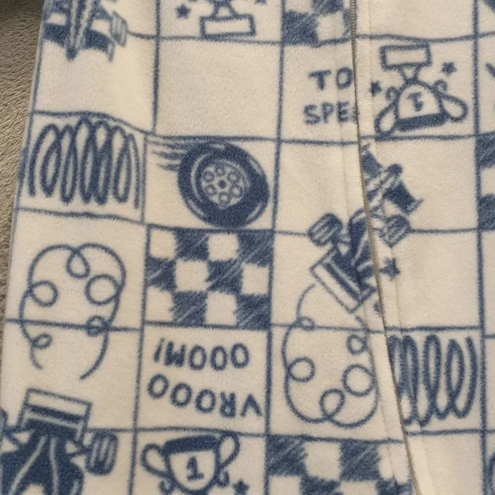 Kids Headquarters Sz 2T Blue 2 Footed Fleece Blanket Sleeper Pajama Race Car